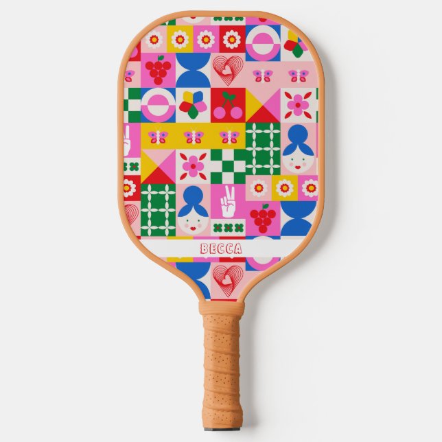 Farbenfrohe Bauhaus Geometric Pickleball Paddle (Vorderseite)