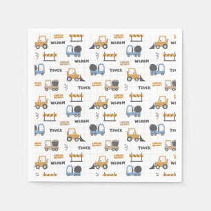Farbenfrohe Baumaschinen Muster Serviette