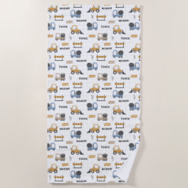 Farbenfrohe Baumaschinen Muster Strandtuch