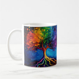 Farbenfrohe Bäume des Lebens Wurzeln Wissen Weishe Kaffeetasse