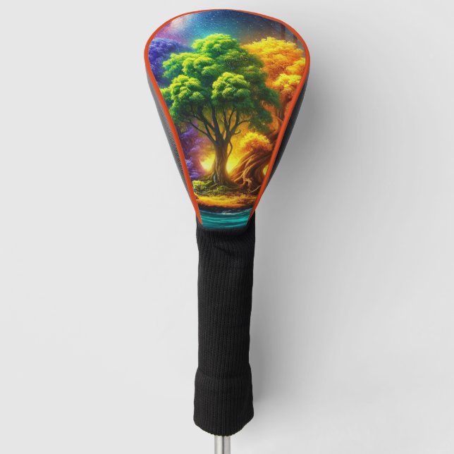 Farbenfrohe Bäume Golf Headcover (Vorderseite)