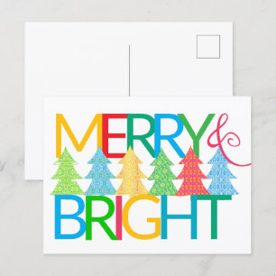 Farbenfrohe Bäume Holiday Postcard Feiertagspostkarte