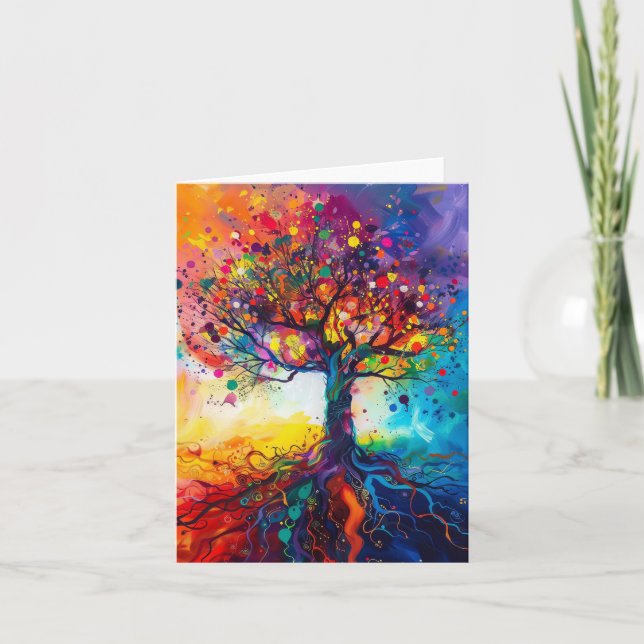 Farbenfrohe Bäume Regenbogen Ruhe Natur Kunst Karte (Vorderseite)