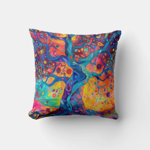 Farbenfrohe Bäume Regenbogen Ruhe Natur Kunst Kissen