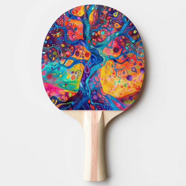Farbenfrohe Bäume Regenbogen Ruhe Natur Kunst Tischtennis Schläger (Vorderseite)