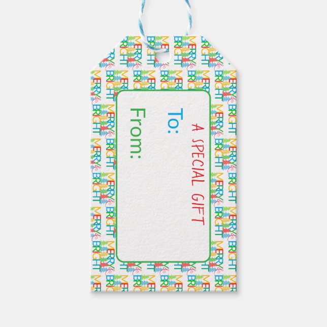 Farbenfrohe Bäume Weihnachtsgeschenk Tag Geschenkanhänger (Vorderseite)