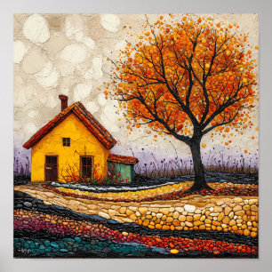 Farbenfrohe Baumlandschaft Poster