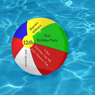 Farbenfrohe Beach Ball Geburtstagsparty Einladung