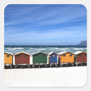 Farbenfrohe Beach Huts Square Sticker