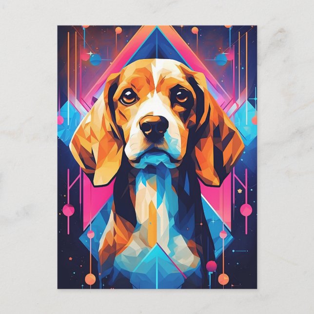Farbenfrohe Beagle Kunst, Kultur Postkarte (Vorderseite)