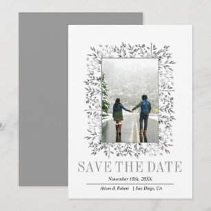 Farbenfrohe Beeren Blätter grenzen an graue Winter Save The Date
