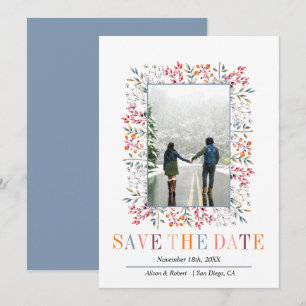 Farbenfrohe Beeren und Blätter schmücken die Winte Save The Date