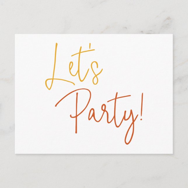 Farbenfrohe Begrüßungsempfehlung zum Party Postkarte (Vorderseite)