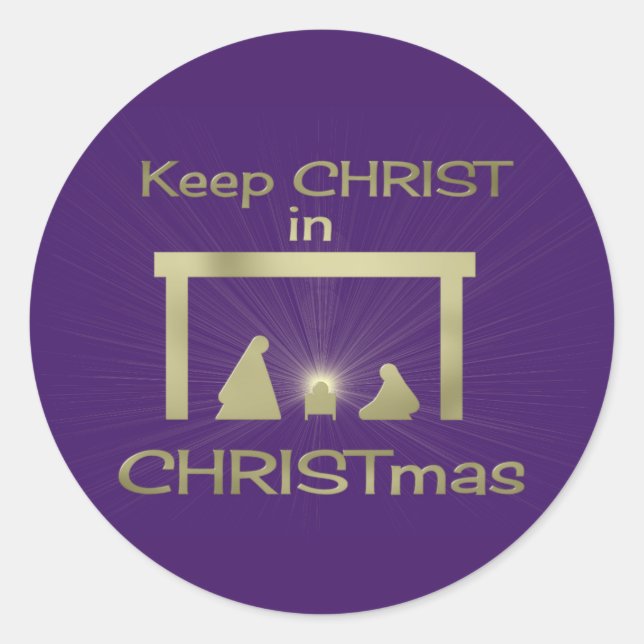 Farbenfrohe Behalten Christus in Weihnachtsaufkleb Runder Aufkleber (Vorderseite)
