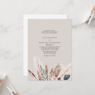 Farbenfrohe Beige Pampas Einladung zur Hochzeit