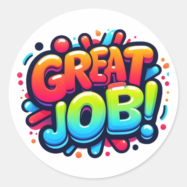Farbenfrohe Belohnung Großer Job! Runder Aufkleber (Vorderseite)