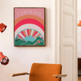 Farbenfrohe Berglandschaft Poster