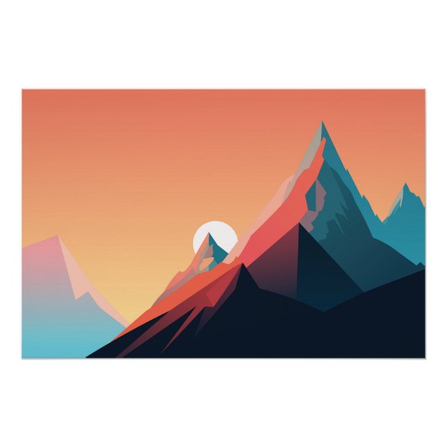 Farbenfrohe Berglandschaft Poster (Vorderseite)