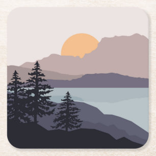 Farbenfrohe Berglandschaft Rechteckiger Pappuntersetzer