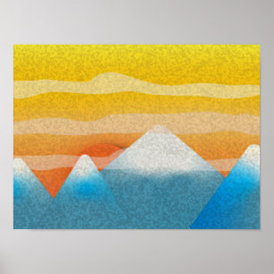 Farbenfrohe Bergsonne Poster