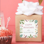 Farbenfrohe Berry Foliage Hoppy Holidays Familieng Quadratischer Aufkleber<br><div class="desc">Farbenfrohe Berry Foliage Happy Holidays Familiengeschenk Square Sticker</div>