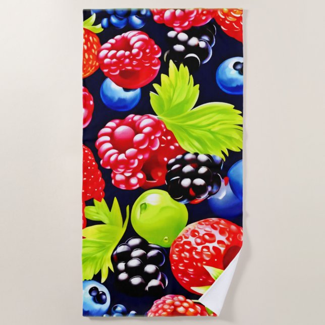 Farbenfrohe Berry Medley Design Strandtuch (Vorderseite)