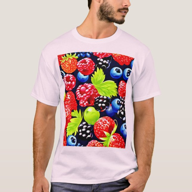 Farbenfrohe Berry Medley Design T-Shirt (Vorderseite)