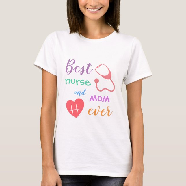 Farbenfrohe beste Krankenschwester und Mama je T - T-Shirt (Vorderseite)