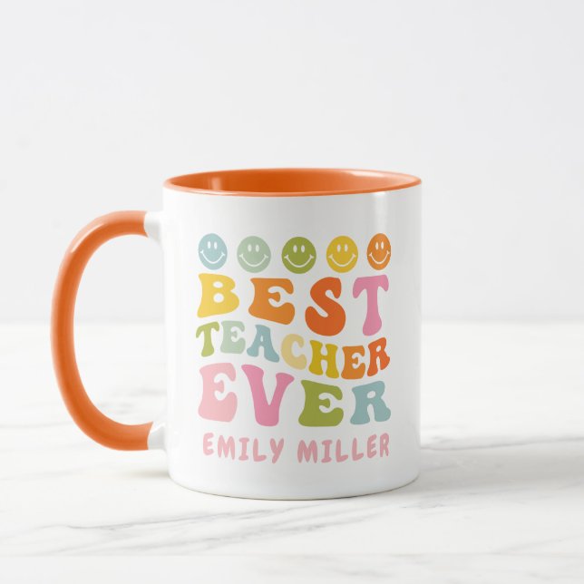 Farbenfrohe beste Lehrerin je Individuelle Name Ta Tasse (Links)