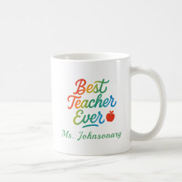 Farbenfrohe Beste Lehrerin je Typografie ft. Apfel Kaffeetasse