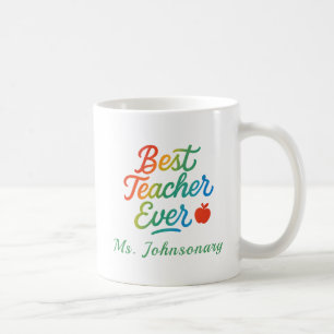 Farbenfrohe Beste Lehrerin je Typografie ft. Apfel Kaffeetasse
