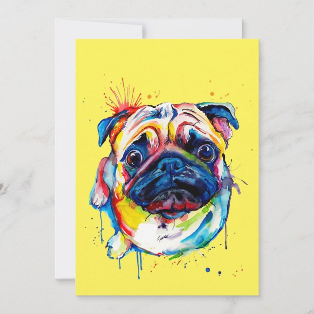 Farbenfrohe beste Mops Hund Lover je Dankeskarte (Vorderseite)