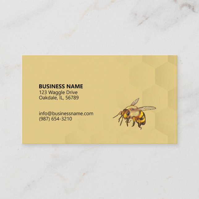 Farbenfrohe Biene und Honeycomb Light Amber Gold Visitenkarte (Vorderseite)