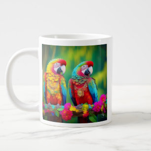 Farbenfrohe Biervögel auf dem Zweig-67859 Jumbo-Tasse