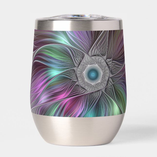 Farbenfrohe Big Blume Abstrakte Trippy Fraktal Art (Vorderseite)