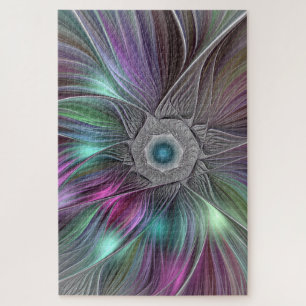 Farbenfrohe Big Blume Abstrakte Trippy Fraktal Art