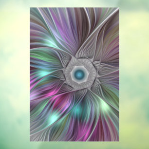 Farbenfrohe Big Blume Abstrakte Trippy Fraktal Art Fensteraufkleber