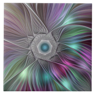 Farbenfrohe Big Blume Abstrakte Trippy Fraktal Art Fliese