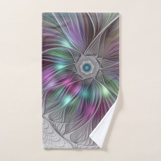 Farbenfrohe Big Blume Abstrakte Trippy Fraktal Art Handtuch (Handtuch)