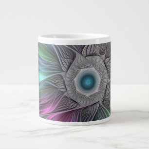 Farbenfrohe Big Blume Abstrakte Trippy Fraktal Art Jumbo-Tasse