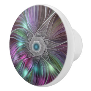 Farbenfrohe Big Blume Abstrakte Trippy Fraktal Art Keramikknauf