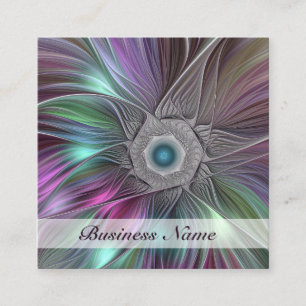 Farbenfrohe Big Blume Abstrakte Trippy Fraktal Art Quadratische Visitenkarte