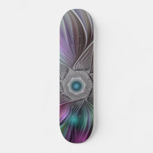 Farbenfrohe Big Blume Abstrakte Trippy Fraktal Art Skateboard