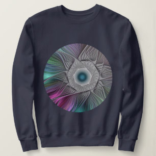 Farbenfrohe Big Blume Abstrakte Trippy Fraktal Art Sweatshirt