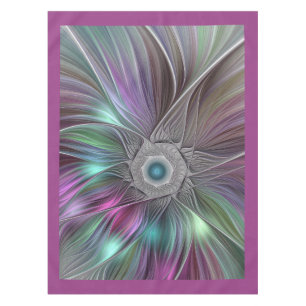 Farbenfrohe Big Blume Abstrakte Trippy Fraktal Art Tischdecke