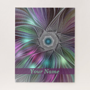 Farbenfrohe Big Blume Abstrakter Trippy Fraktal Na