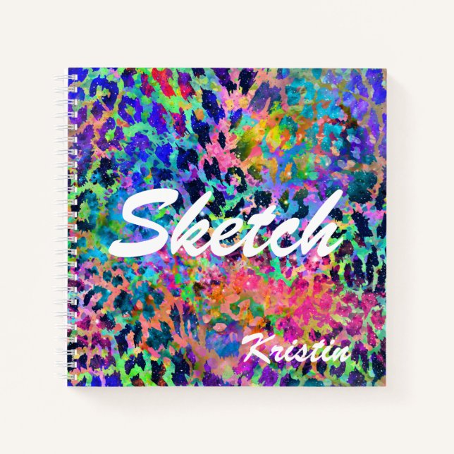 Farbenfrohe Big Cat Animal Print Sketchbook Notizbuch (Vorderseite)