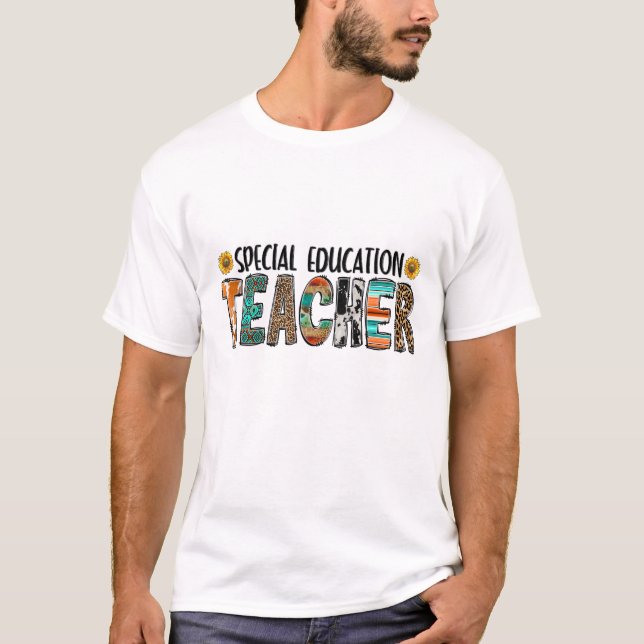 Farbenfrohe Bildung Lehrerin Design T-Shirt (Vorderseite)