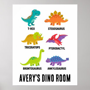 Farbenfrohe Bildungswelt Dinosaurier Kinderzimmer Poster