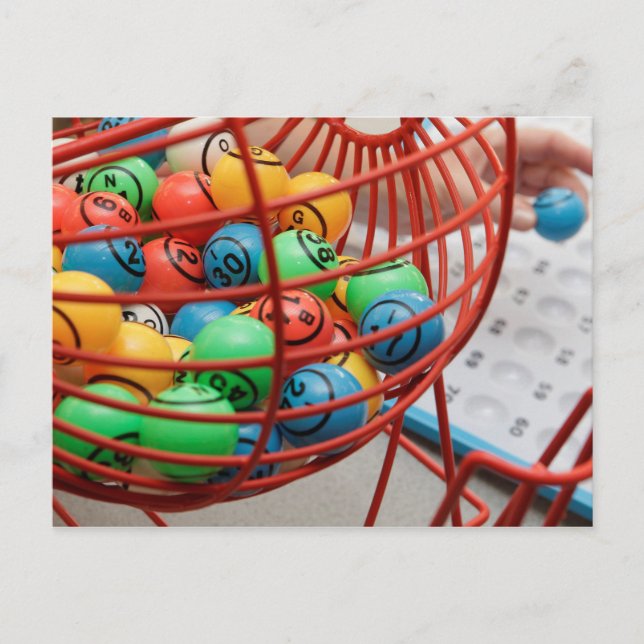 Farbenfrohe Bingo Balls im Spinner Postkarte (Vorderseite)